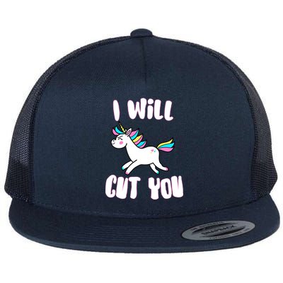 I Will Cut You Stabby Unicorn Flat Bill Trucker Hat