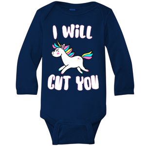 I Will Cut You Stabby Unicorn Baby Long Sleeve Bodysuit