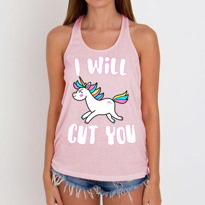 I Will Cut You Stabby Unicorn Women's Knotted Racerback Tank