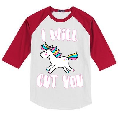 I Will Cut You Stabby Unicorn Kids Colorblock Raglan Jersey