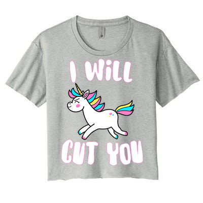 I Will Cut You Stabby Unicorn Women's Crop Top Tee