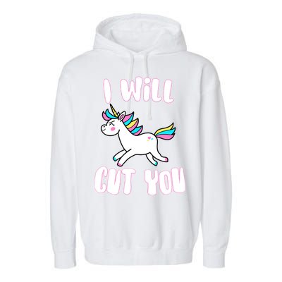 I Will Cut You Stabby Unicorn Garment-Dyed Fleece Hoodie