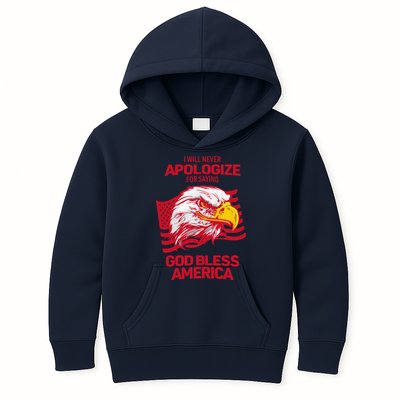 I Will Never Apologize For Saying God Bless America Kids Hoodie