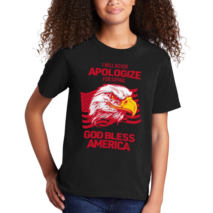 I Will Never Apologize For Saying God Bless America Kids T-Shirt