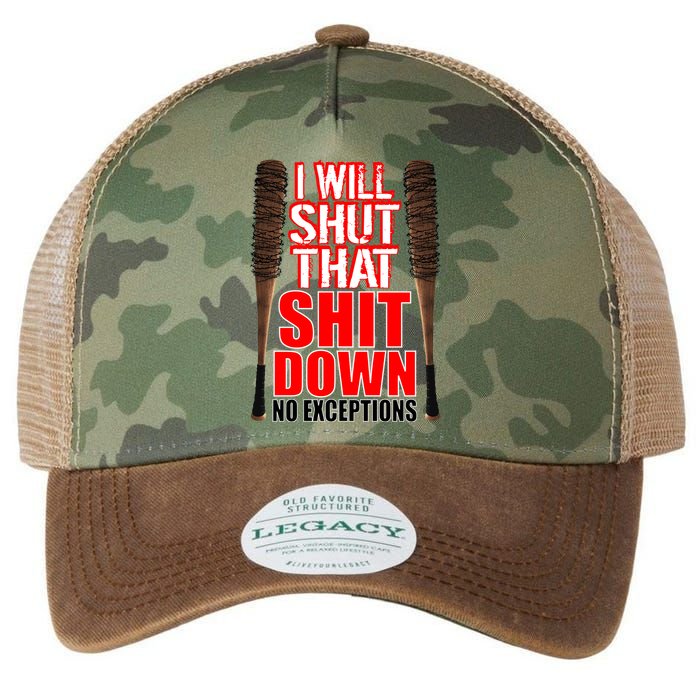 I Will Shut That Shit Down No Exceptions Barbwire Bat Dead Zombies Legacy Tie Dye Trucker Hat