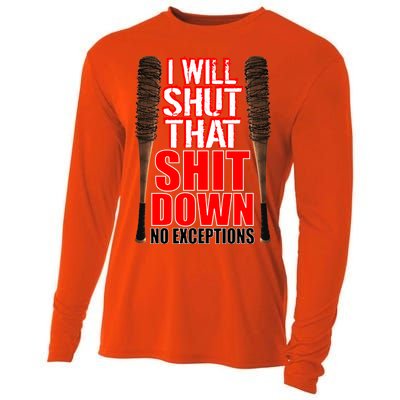 I Will Shut That Shit Down No Exceptions Barbwire Bat Dead Zombies Cooling Performance Long Sleeve Crew