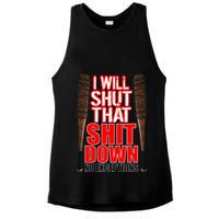 I Will Shut That Shit Down No Exceptions Barbwire Bat Dead Zombies Ladies PosiCharge Tri-Blend Wicking Tank