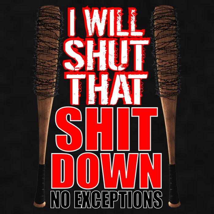 I Will Shut That Shit Down No Exceptions Barbwire Bat Dead Zombies Ladies PosiCharge Tri-Blend Wicking Tank