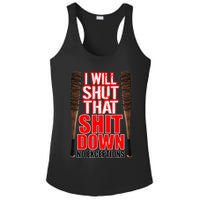I Will Shut That Shit Down No Exceptions Barbwire Bat Dead Zombies Ladies PosiCharge Competitor Racerback Tank