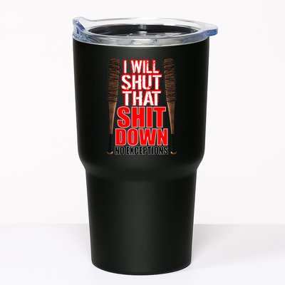 I Will Shut That Shit Down No Exceptions Barbwire Bat Dead Zombies Tumbler