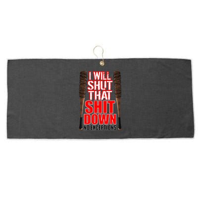 I Will Shut That Shit Down No Exceptions Barbwire Bat Dead Zombies Large Microfiber Waffle Golf Towel