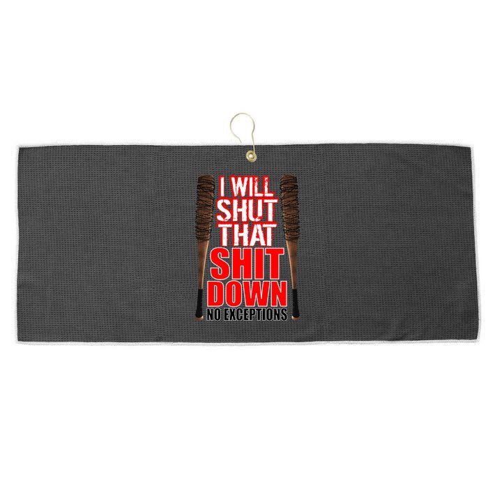 I Will Shut That Shit Down No Exceptions Barbwire Bat Dead Zombies Large Microfiber Waffle Golf Towel