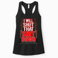 I Will Shut That Shit Down No Exceptions Barbwire Bat Dead Zombies Womens Tank Top