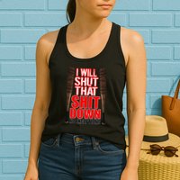 I Will Shut That Shit Down No Exceptions Barbwire Bat Dead Zombies Womens Tank Top