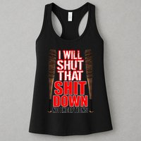 I Will Shut That Shit Down No Exceptions Barbwire Bat Dead Zombies Womens Tank Top
