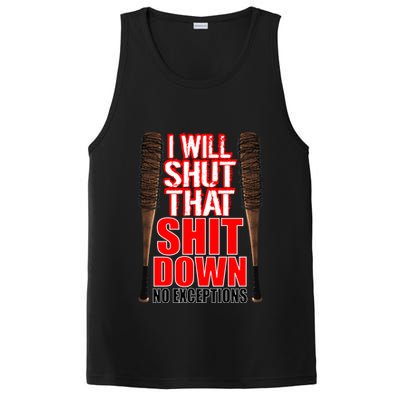I Will Shut That Shit Down No Exceptions Barbwire Bat Dead Zombies PosiCharge Competitor Tank