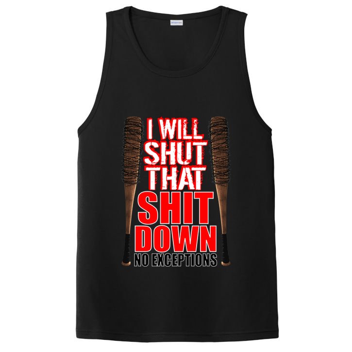 I Will Shut That Shit Down No Exceptions Barbwire Bat Dead Zombies PosiCharge Competitor Tank