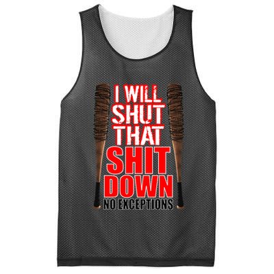 I Will Shut That Shit Down No Exceptions Barbwire Bat Dead Zombies Mesh Reversible Basketball Jersey Tank