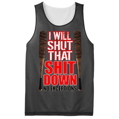 I Will Shut That Shit Down No Exceptions Barbwire Bat Dead Zombies Mesh Reversible Basketball Jersey Tank