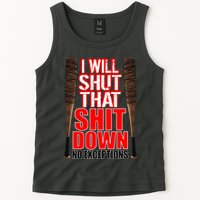 I Will Shut That Shit Down No Exceptions Barbwire Bat Dead Zombies Tank Top