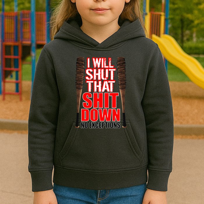 I Will Shut That Shit Down No Exceptions Barbwire Bat Dead Zombies Kids Hoodie