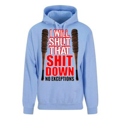 I Will Shut That Shit Down No Exceptions Barbwire Bat Dead Zombies Unisex Surf Hoodie