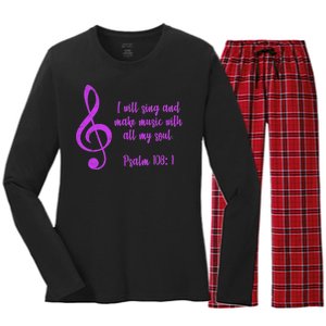 I Will Sing And Make Music With All My Soul Women's Long Sleeve Flannel Pajama Set 