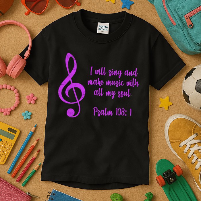 I Will Sing And Make Music With All My Soul Kids T-Shirt