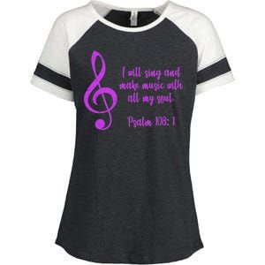 I Will Sing And Make Music With All My Soul Enza Ladies Jersey Colorblock Tee