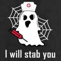 I Will Stab You Ghost Nurse 7 Panel Mesh Trucker Snapback Hat