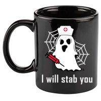 I Will Stab You Ghost Nurse 11oz C Handle Ceramic Mug