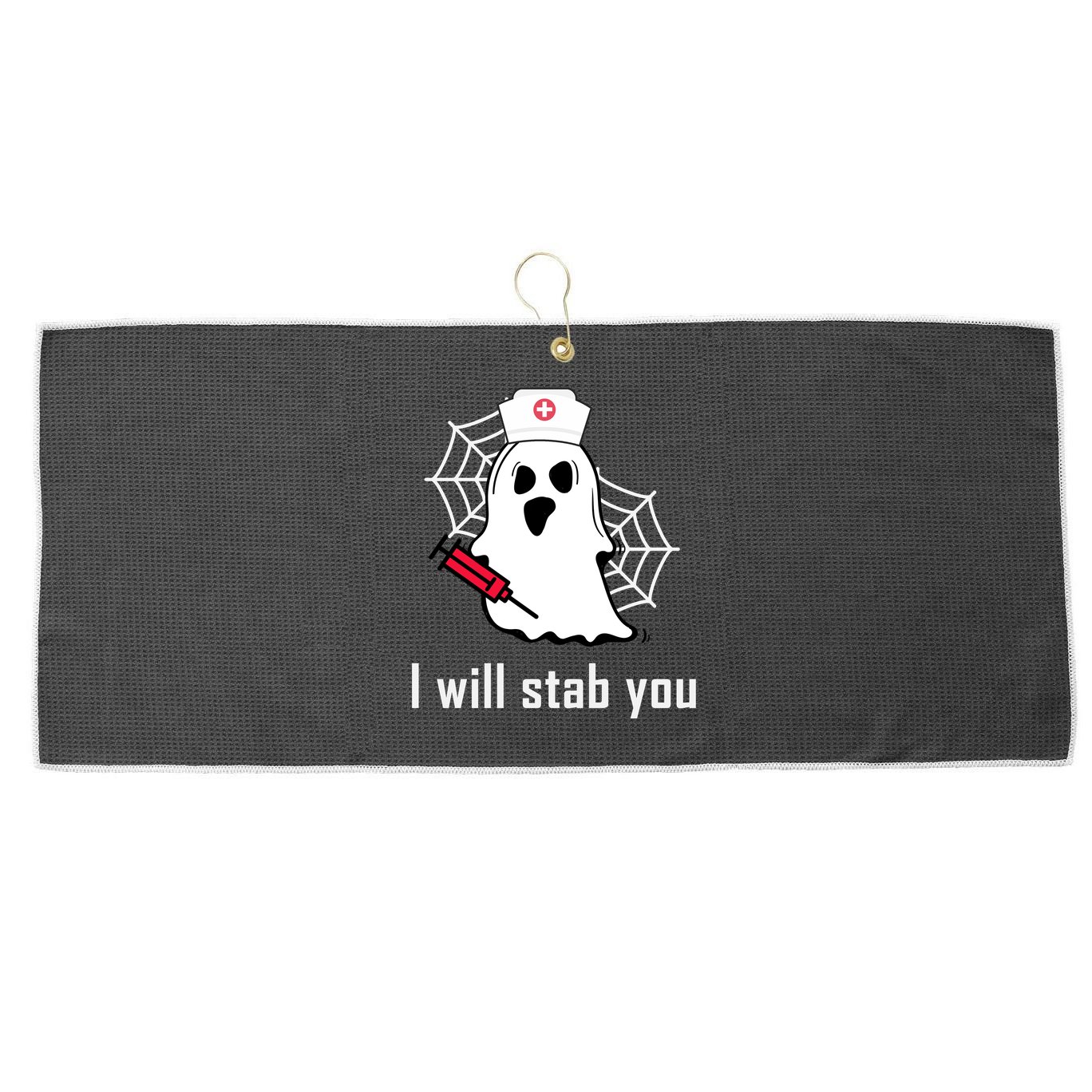 I Will Stab You Ghost Nurse Large Microfiber Waffle Golf Towel