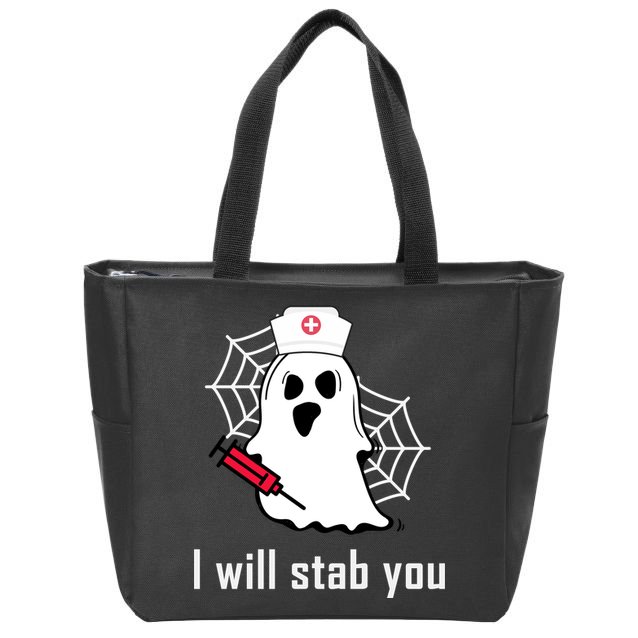 I Will Stab You Ghost Nurse Zip Tote Bag