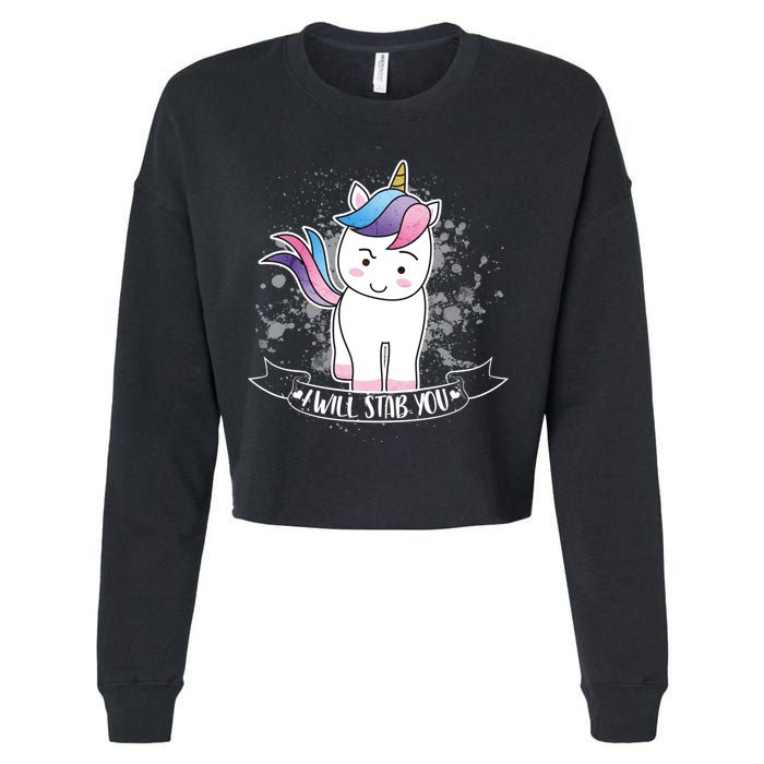 I Will Stab You Unicorn Cropped Pullover Crew
