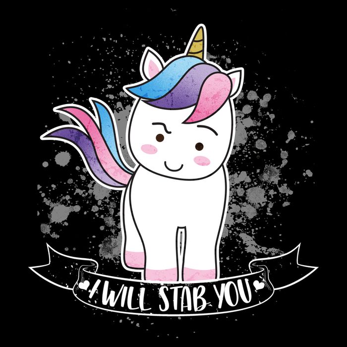 I Will Stab You Unicorn Cropped Pullover Crew