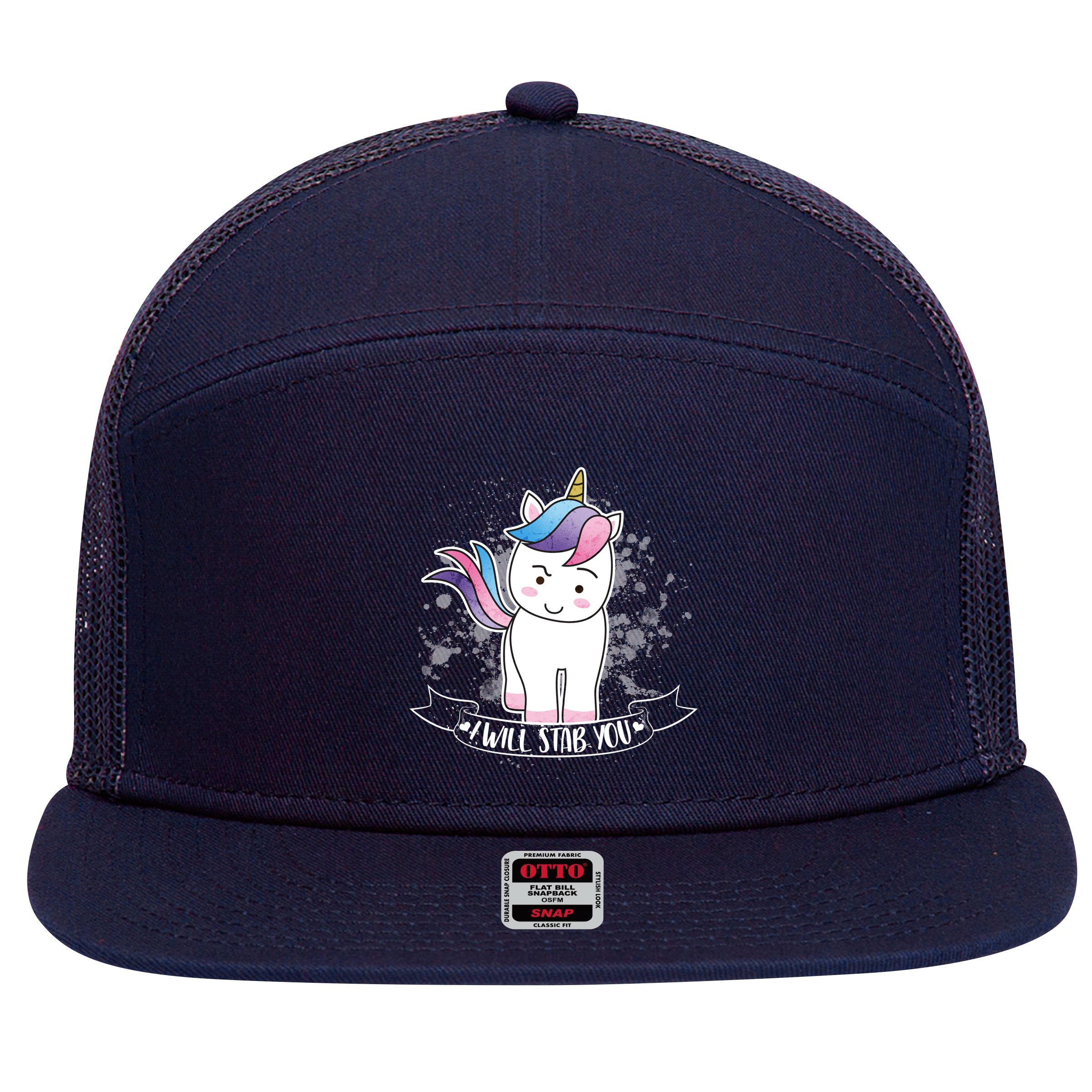I Will Stab You Unicorn 7 Panel Mesh Trucker Snapback Hat