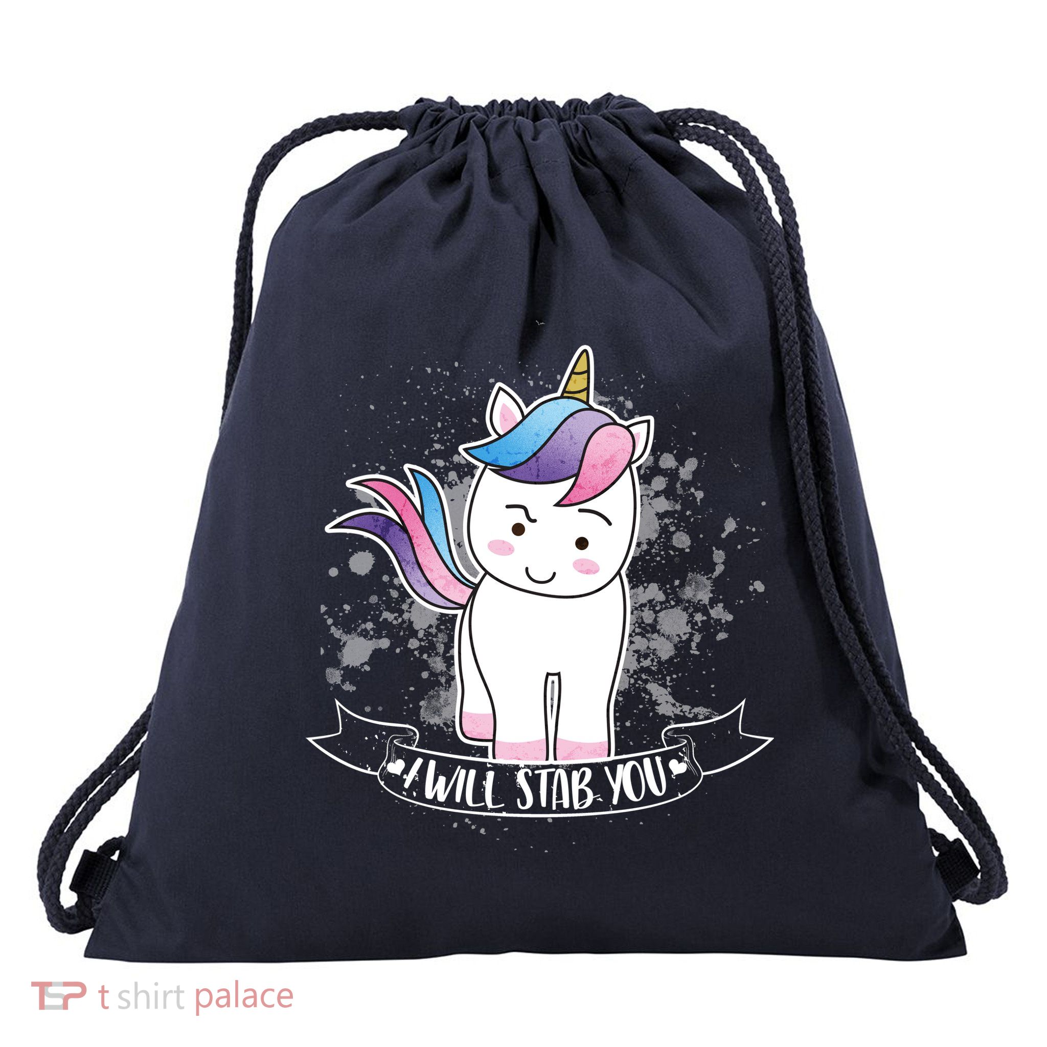 I Will Stab You Unicorn Drawstring Bag