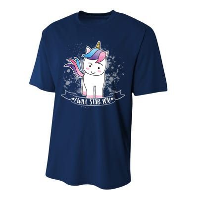 I Will Stab You Unicorn Performance Sprint T-Shirt