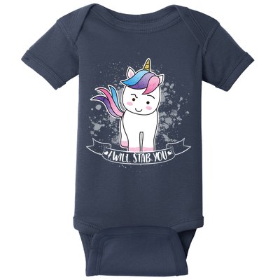 I Will Stab You Unicorn Baby Bodysuit