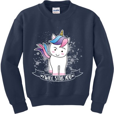I Will Stab You Unicorn Kids Sweatshirt