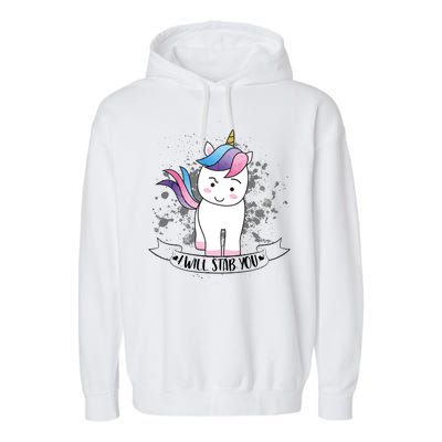 I Will Stab You Unicorn Garment-Dyed Fleece Hoodie