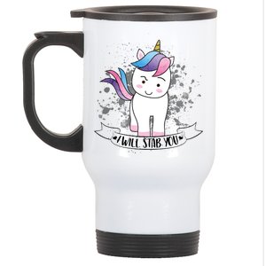 I Will Stab You Unicorn Stainless Steel Travel Mug