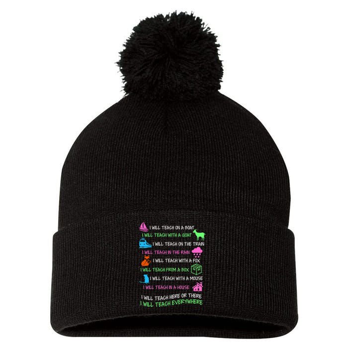 I Will Teach Everywhere Pom Pom 12in Knit Beanie