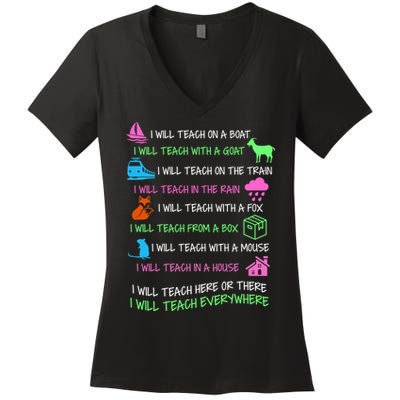 I Will Teach Everywhere Women's V-Neck T-Shirt