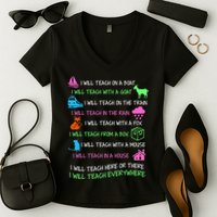 I Will Teach Everywhere Women's V-Neck T-Shirt