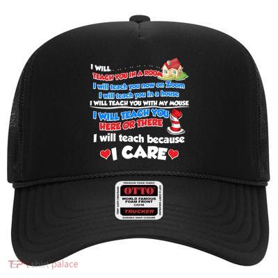 I Will Teach In A Room Now On Zoom Quarantine High Crown Mesh Back Trucker Hat