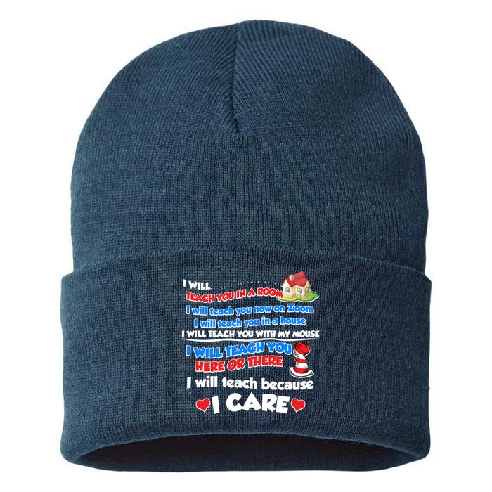 I Will Teach In A Room Now On Zoom Quarantine Sustainable Knit Beanie