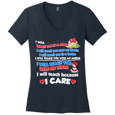 I Will Teach In A Room Now On Zoom Quarantine Women's V-Neck T-Shirt