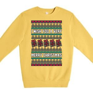 I Wish You A Very Merry Christmas Cute Ugly Sweater Premium Crewneck Sweatshirt