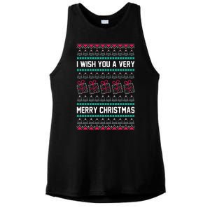 I Wish You A Very Merry Christmas Cute Ugly Sweater Ladies PosiCharge Tri-Blend Wicking Tank